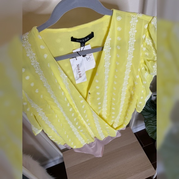 Strut & Bolt “Sweetest of the Day” Yellow Bodysuit - Size Large - Picture 7 of 8